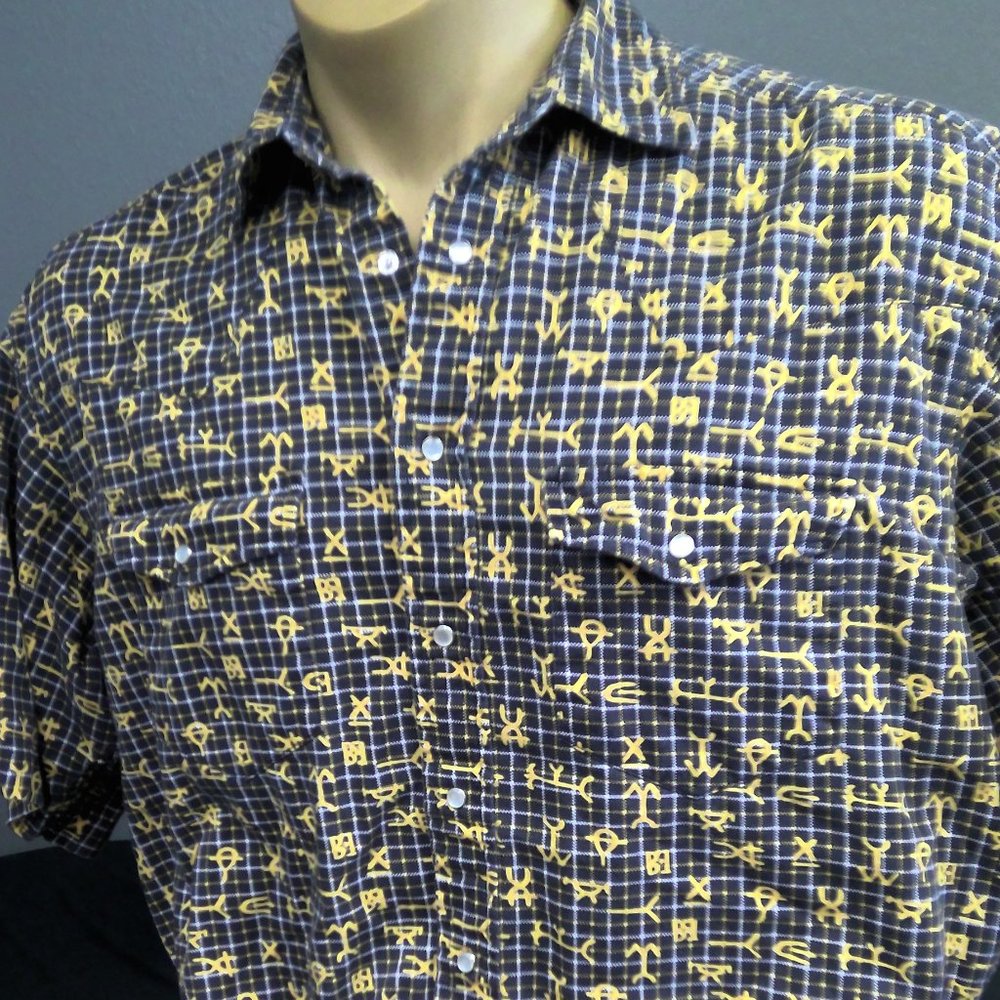 Barn Fly Authentic Design Pearl Snap Short Sleeve Shirt Fishing Men's Large